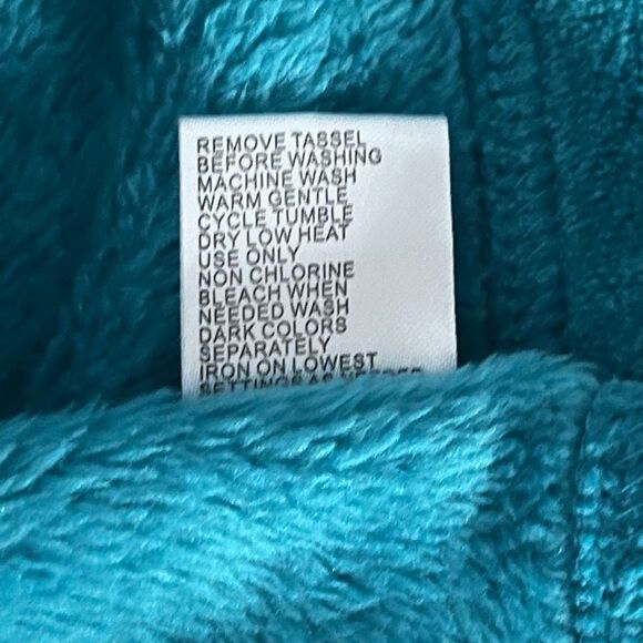 Miss Elaine Soft Cozy Teal Front Zip Long Fleece Rope Size Medium New with Tags - Picture 9 of 9